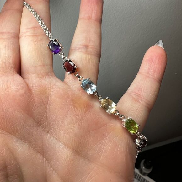 NWOT 7" Multi-gemstone bracelet in solid sterling silver! - Picture 14 of 14